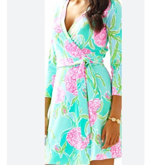 Lilly Pulitzer Sz L MERIDIAN Floral Wrap Dress - Picture 6 of 10